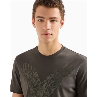 REGULAR FIT T-SHIRT WITH EAGLE EMBROIDERY IN ASV JERSEY