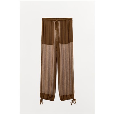 ZW COLLECTION SEMI-SHEER TROUSERS WITH TIES