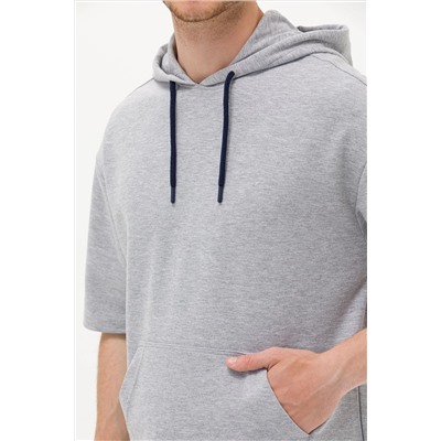 Erkek Gri Melanj Kapüşonlu Sweatshirt
