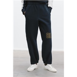 EMBROIDERED NUMBER PLUSH TROUSERS