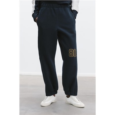 EMBROIDERED NUMBER PLUSH TROUSERS