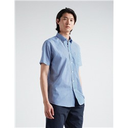 Short Sleeve Striped Shirt, Men, Blue