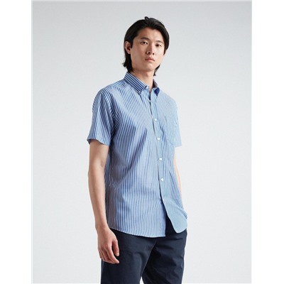 Short Sleeve Striped Shirt, Men, Blue