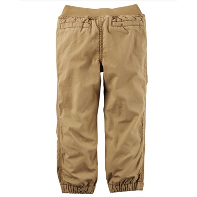 Jersey-Lined Poplin Joggers