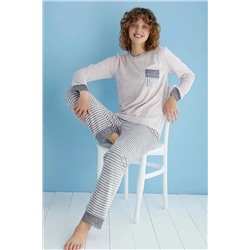 Sevim Uzun Kollu Kadife Kadın Pijama Takım 13392