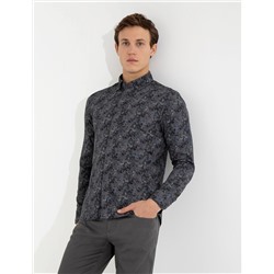 Yeşil Slim Fit Uzun Kollu Gömlek