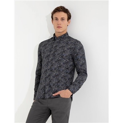Yeşil Slim Fit Uzun Kollu Gömlek