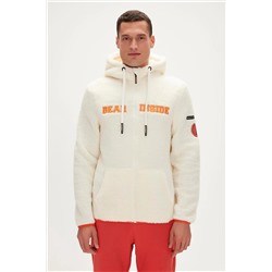 Bad Bear Shaggy Plush Full-Zip Marshmallow Beyaz Peluş Erkek Kapüşonlu Sweatshirt 23.02.29.006-C108
