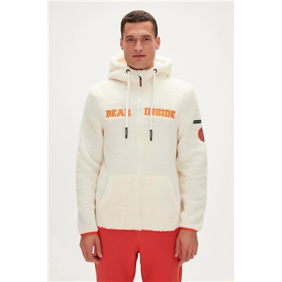 Bad Bear Shaggy Plush Full-Zip Marshmallow Beyaz Peluş Erkek Kapüşonlu Sweatshirt 23.02.29.006-C108