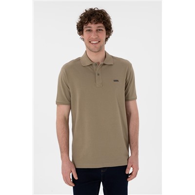 Erkek Regular Fit Polo Yaka Haki Basic Tişört