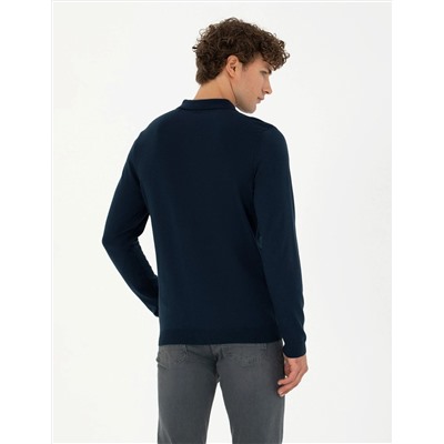 Koyu Lacivert Slim Fit Basic Kazak