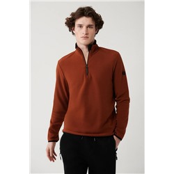 Avva Erkek Kiremit Dik Yaka Soğuğa Dayanıklı Yarım Fermuarlı Standart Fit Normal Kesim Polar Sweatshirt E E001068