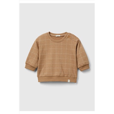United Colors of BenettonBebek Koyu Bej Omzu Çıtçıtlı Sweatshirt