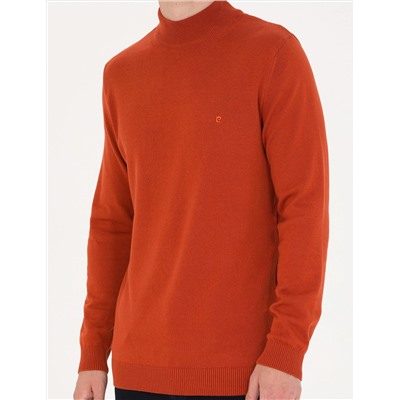 Kiremit Slim Fit Yarım Balıkçı Basic Triko Kazak