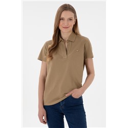 Kadın Haki Basic Polo Yaka Tişört