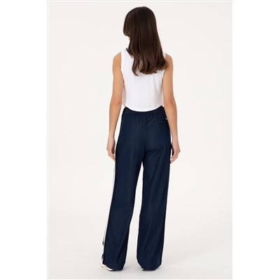 Kadın Eflatun Loose Relax Fit Jean Pantolon