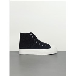 FAUX FUR HIGH-TOP SNEAKERS