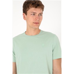 Erkek Regular Fit Bisiklet Yaka Su Yeşili Basic Tişört