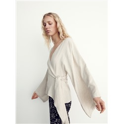 Bluse aus Leinenmischung