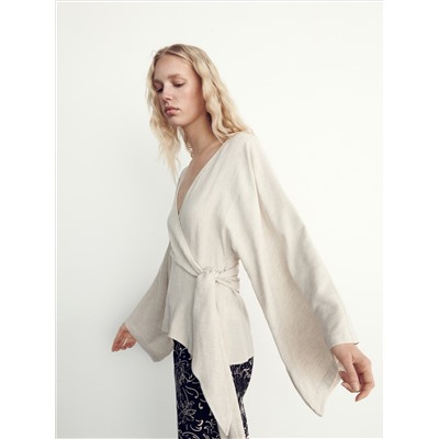 Bluse aus Leinenmischung