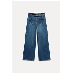 Z1975 WIDE-LEG CROPPED HIGH-WAIST BELTED JEANS