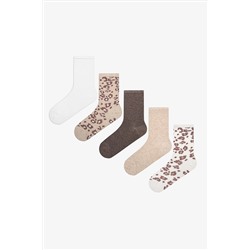 Penti, Natural Leopard 5li Bej Çok Renkli Burun Dikişsiz Soket Çorap