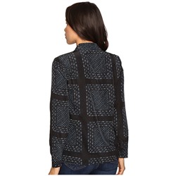 Long Sleeve Button Front Bandana Print Pajama Top