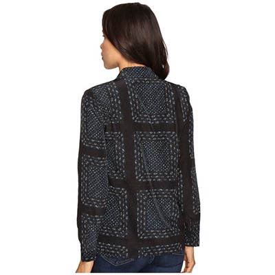 Long Sleeve Button Front Bandana Print Pajama Top