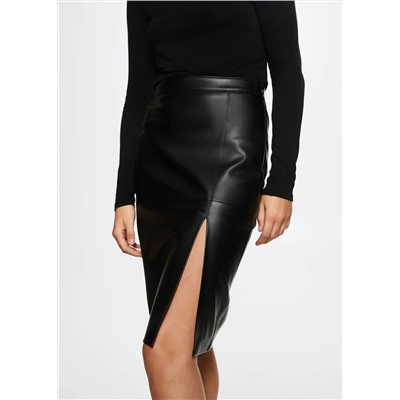 Falda lápiz efecto piel -  Mujer | MANGO OUTLET Melilla