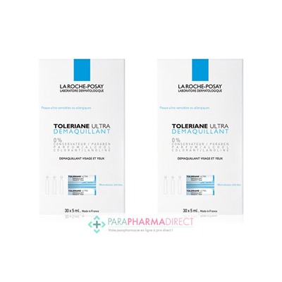 La Roche Posay Toleriane Ultra Démaquillant Visage & Yeux Monodoses Stériles 2x30x5mlLot  × 2