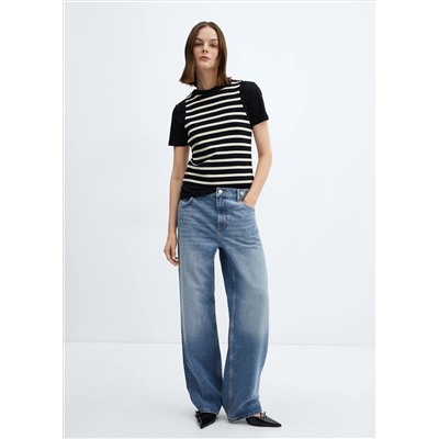 Jeans wideleg loose tiro medio
