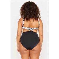 Siyah Yüksek Bel Korseli Büzgü Detaylı Toparlayıcı Büyük Beden Bikini Altı TBBSS23CR00001