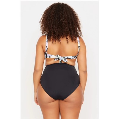 Siyah Yüksek Bel Korseli Büzgü Detaylı Toparlayıcı Büyük Beden Bikini Altı TBBSS23CR00001
