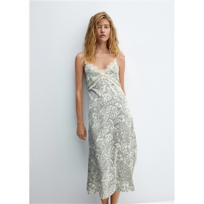Vestido lencero estampado paisley
