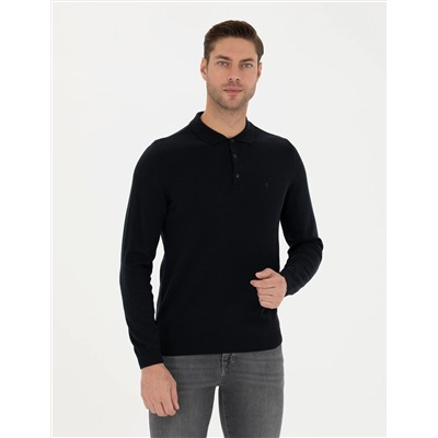 Lacivert Slim Fit Basic Kazak