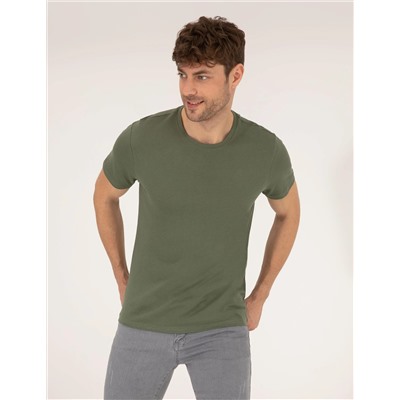 Haki Slim Fit Basic Tişört