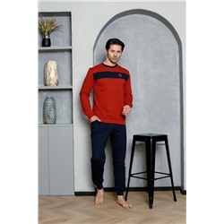 AHENGİM Man Erkek Pijama Takımı Iki Iplik Kol Paça Manşetli Pamuklu Mevsimlik M70142276 1-2-10001219