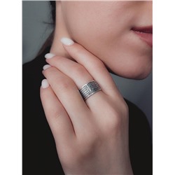 Кольцо из чернёного серебра - Отче наш 925 пробы К-026