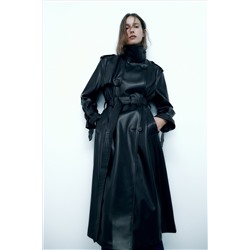TRENCH EFECTO PIEL CINTURÓN