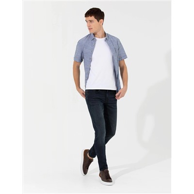 Lacivert Regular Fit Kısa Kollu Gömlek