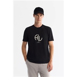 Avva, Erkek Siyah Bisiklet Yaka Elastan Interlok T-shirt A42y1001