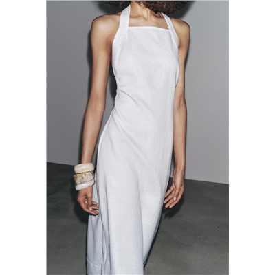 ZW COLLECTION 100% LINEN HALTER DRESS