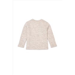 Çocuk Bej Melanj Bisiklet Yaka Sweatshirt