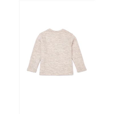 Çocuk Bej Melanj Bisiklet Yaka Sweatshirt