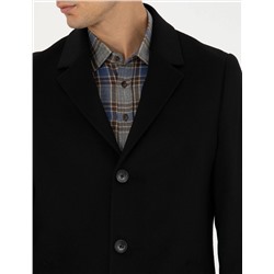 Siyah Ex. Slim Fit Kaşe Kaban