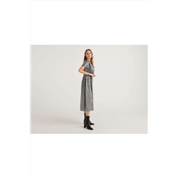 United Colors of Benetton V Yaka Metalik Midi Elbise 122A4LQFDV02Q-903