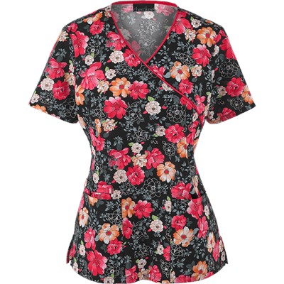 Cherokee Scrubs Fleur-ever Yours Print Top
