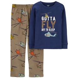 2-Piece Helicopter Cotton & Fleece PJs