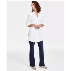 Women's Roll-Tab Button-Down Long Blouse, Created for Macy's