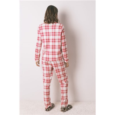 Pijama camisero 100% algodón cuadros rojos Mafalda